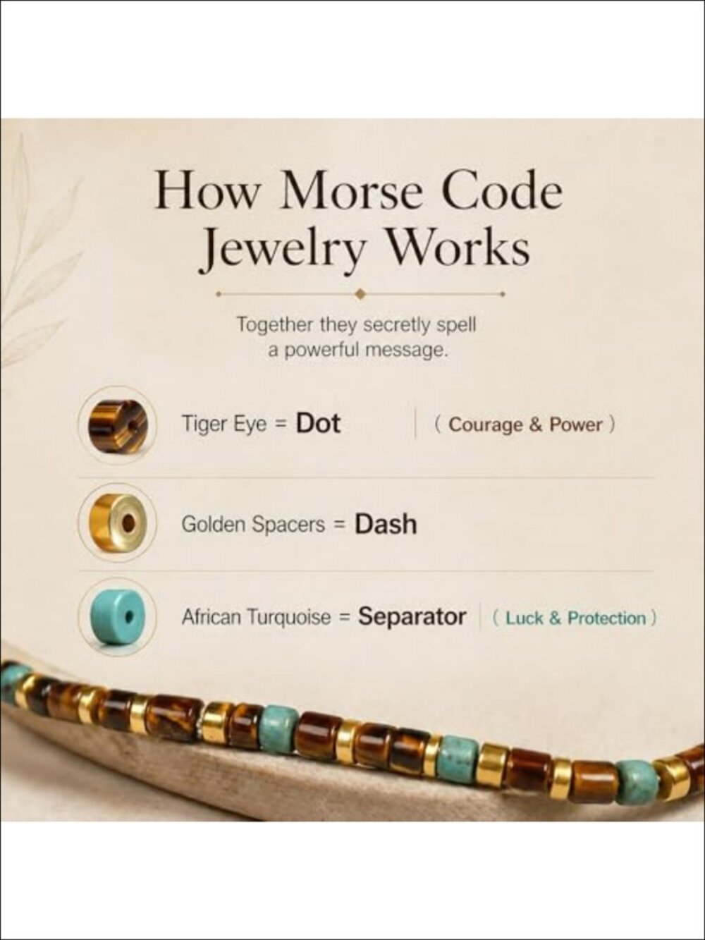 Morse Code Wrap Bracelet Tiger Eye Turquoise Double Layer Beaded - Picture 4 of 6